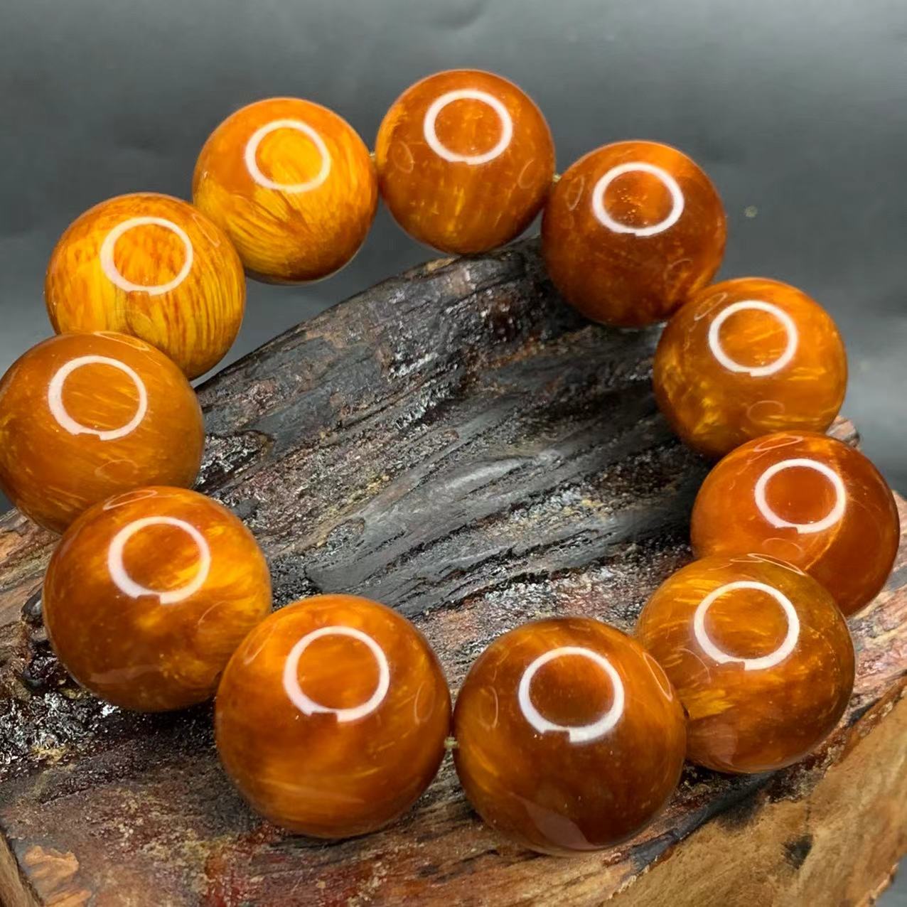 雷击木闪电纹高油爆透石化料2.2男士文玩手串念珠