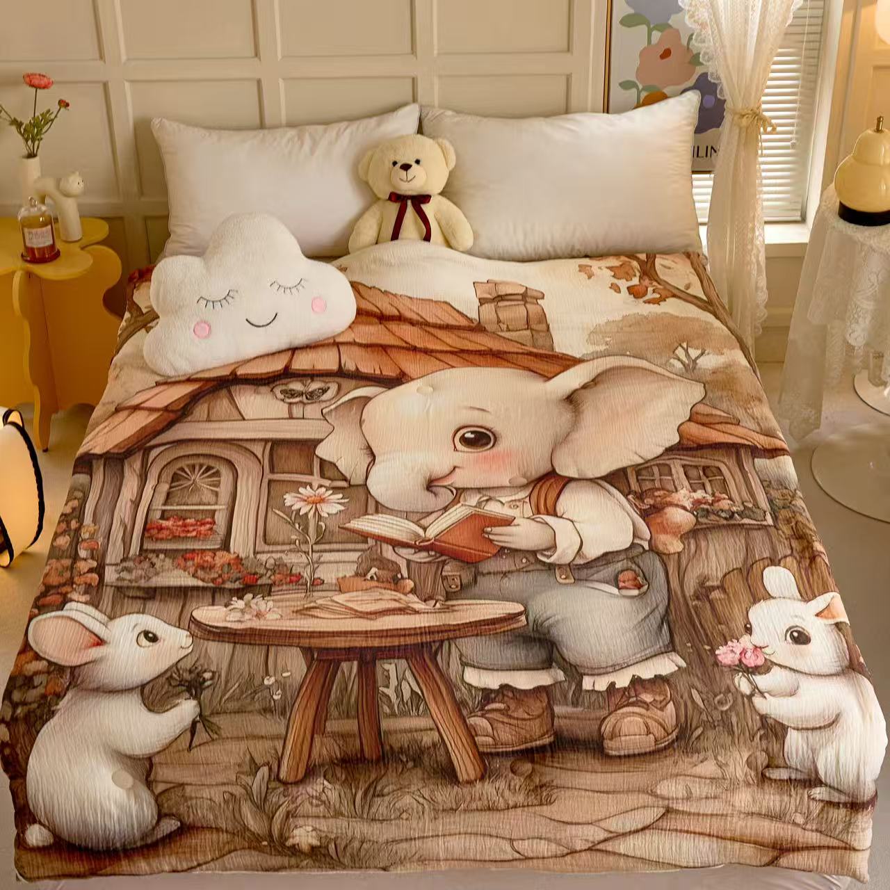 【小象老师 双层纱被子】双层纱全棉单人加厚超柔冬被