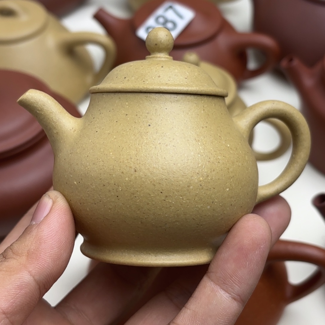 紫砂茶壶潘壶梨皮绿泥微瑕100cc