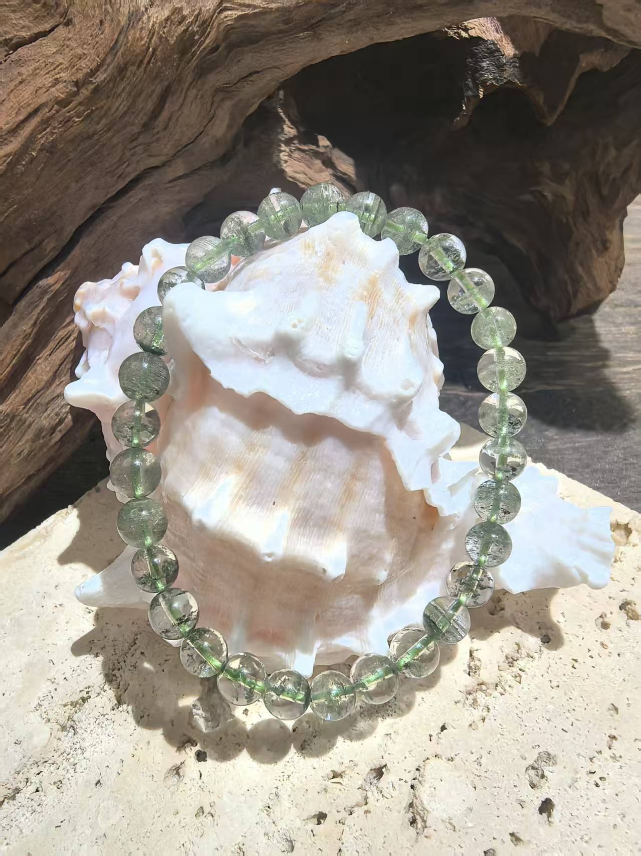 手链 松云 天然星光绿幽灵玻璃款式手串HX023