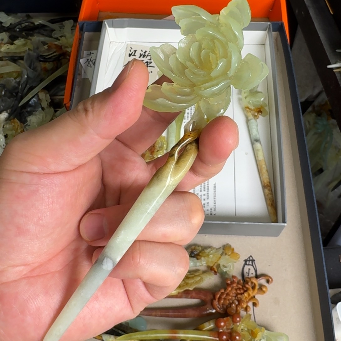 岫玉发饰未镶嵌明君玉簪就是好看