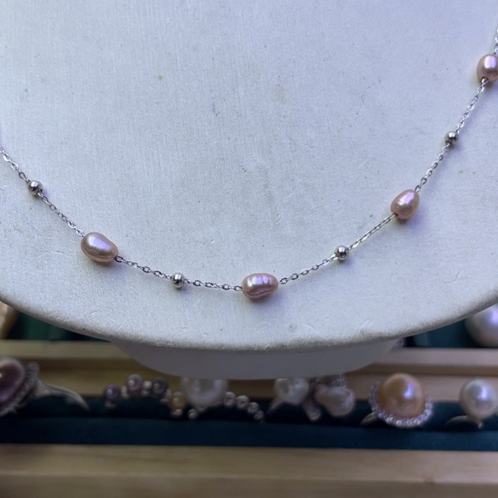 淡水珍珠项链银S925镶嵌