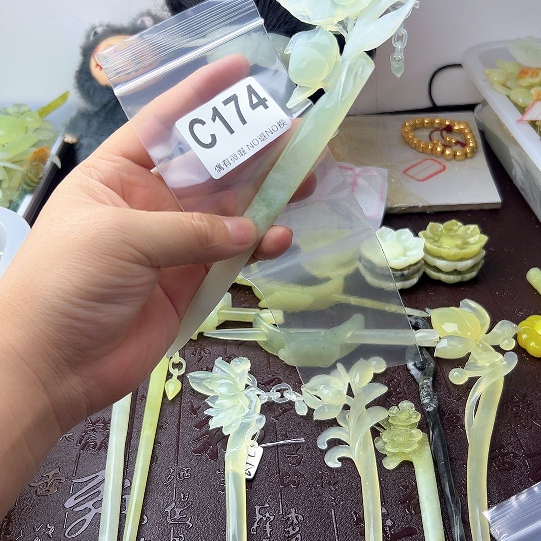 合金蛇纹石玉发饰?****