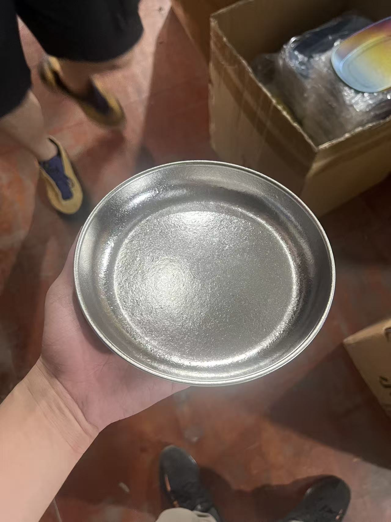 正品纯钛冰花银185mm纯钛盘
