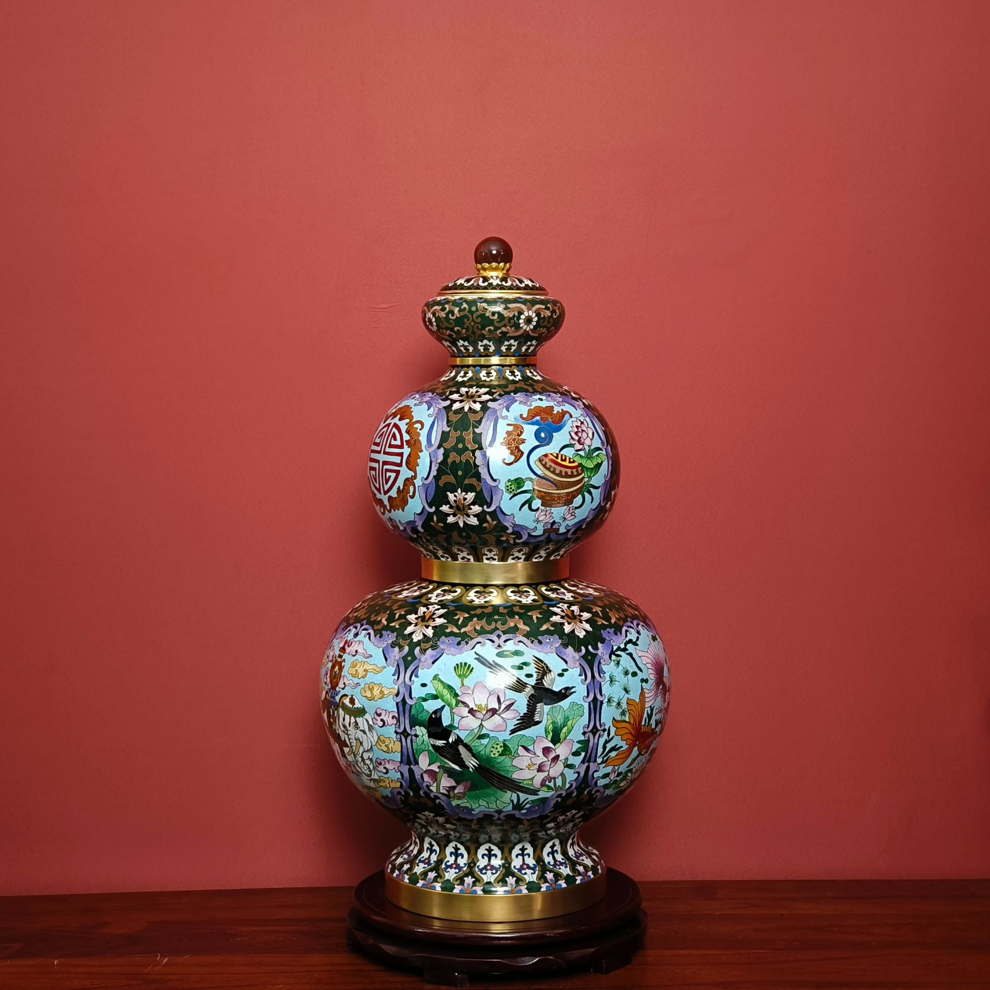 顺起非遗工艺 祥瑞中华福禄尊 铜胎掐丝 客厅玄关摆件（25寸 ）