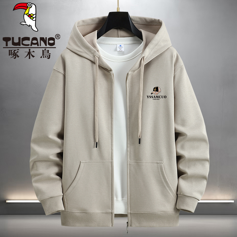 啄木鸟秋冬季休闲运动户外男士开衫连帽卫衣拉链长袖外套潮流上衣
