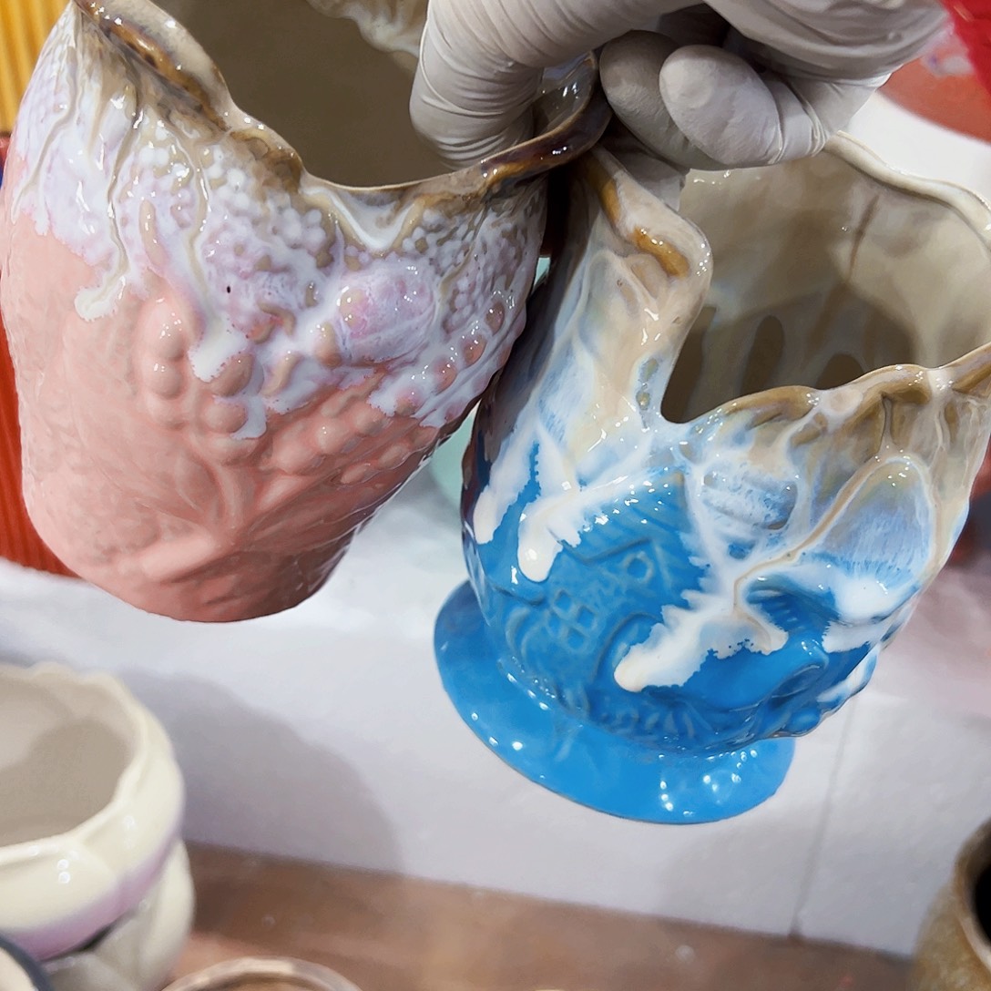 有孔，外贸尾单陶瓷花盆凑单10米包邮