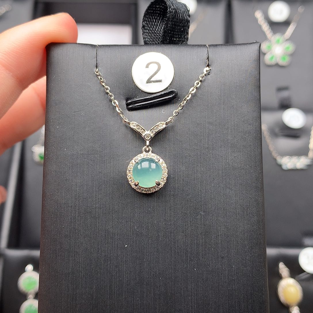 翡翠颈饰银S925镶嵌项链925