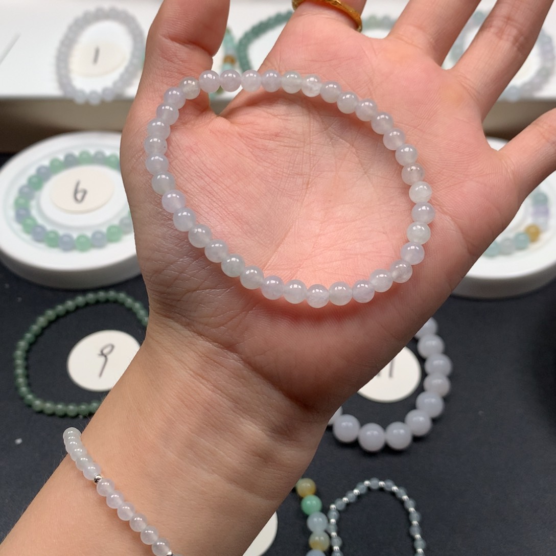 未镶嵌手串翡翠缅甸A货翡翠白冰