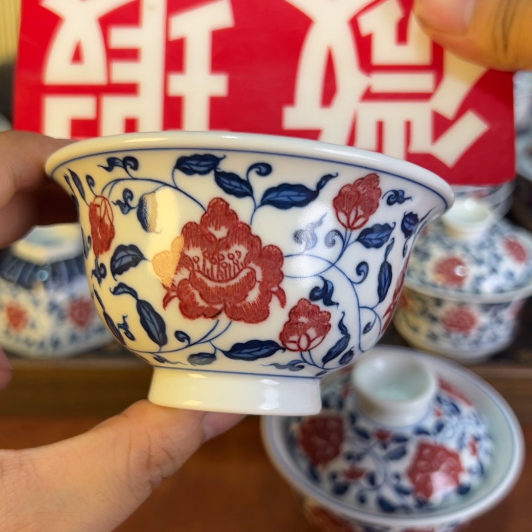 摆件微瑕景德镇手工手绘茶器百宝箱