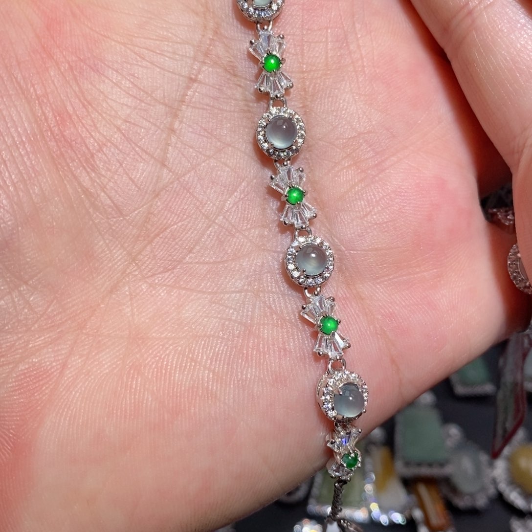 翡翠手链银S925镶嵌j j k