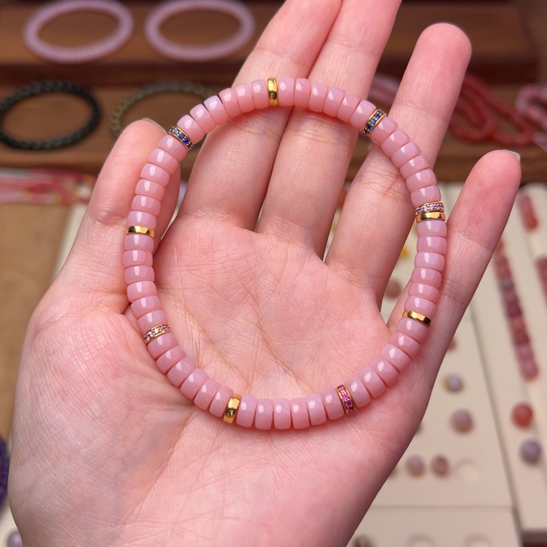 谁***谁玛瑙/玉髓18K金镶嵌手串