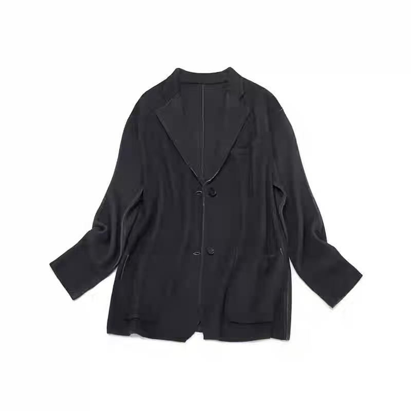 迷雾印黑加密山羊绒西服外套上衣春秋时尚户外休闲秋冬