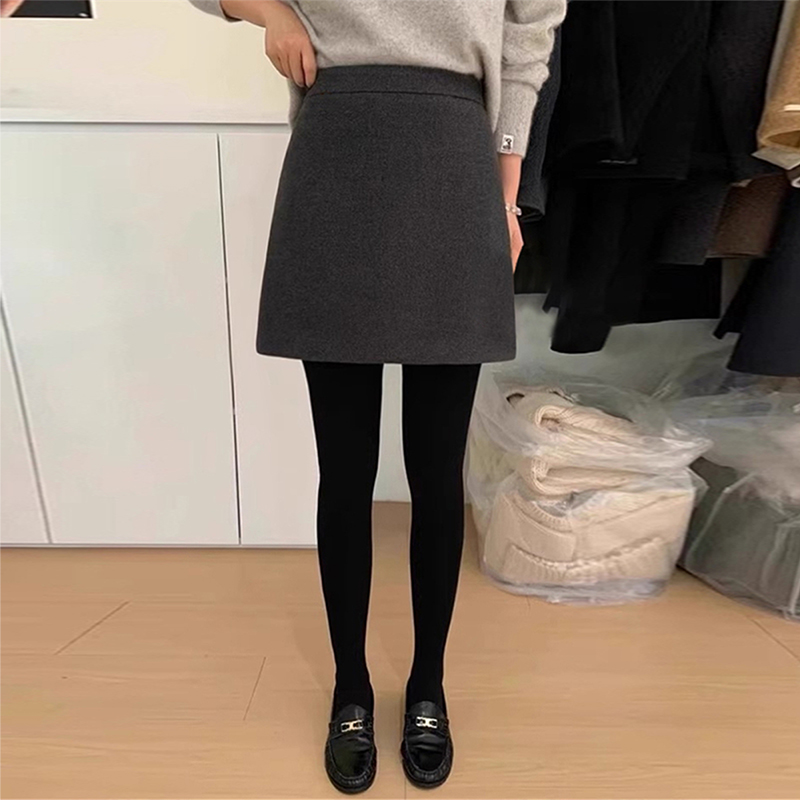 毛呢短裙秋冬款半身裙女高腰韩版a字裙小个子简约时尚包臀短裙子