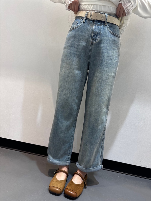 春季新款复古做旧休闲牛仔男友裤显瘦百搭