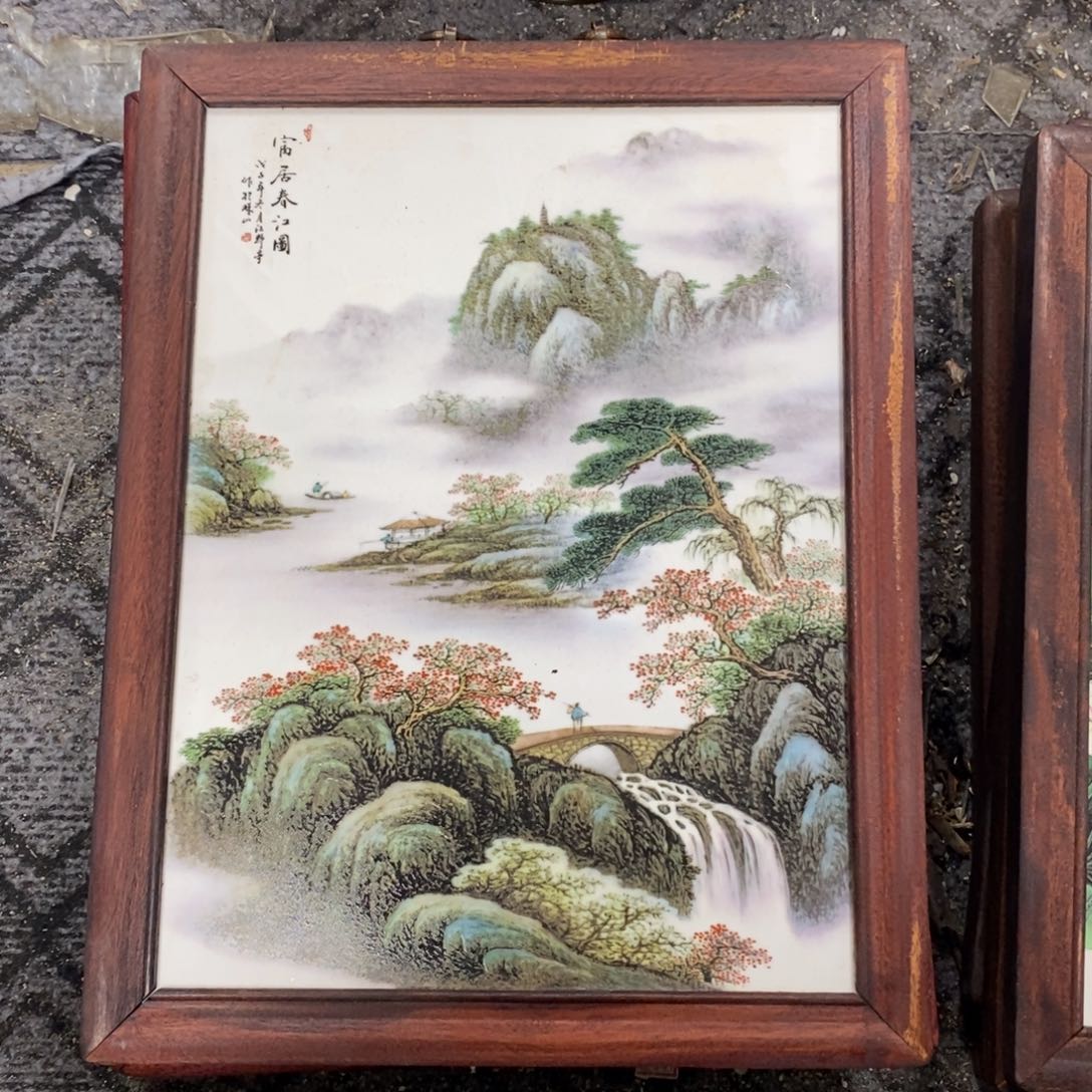 瓷片37*28 景德镇瓷板画柴窑烧制