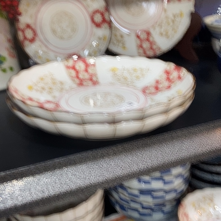 轻***露瓷片日本进口蓝菊9盘两只