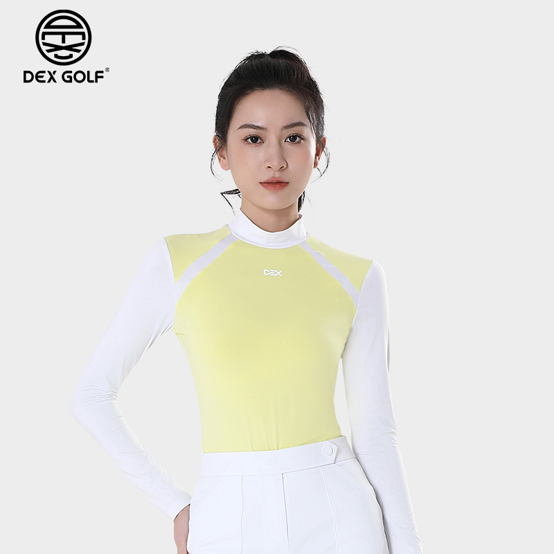 DEXGOLF高尔夫春夏新款女士长袖T恤3275特色拼接撞色户外打底上衣