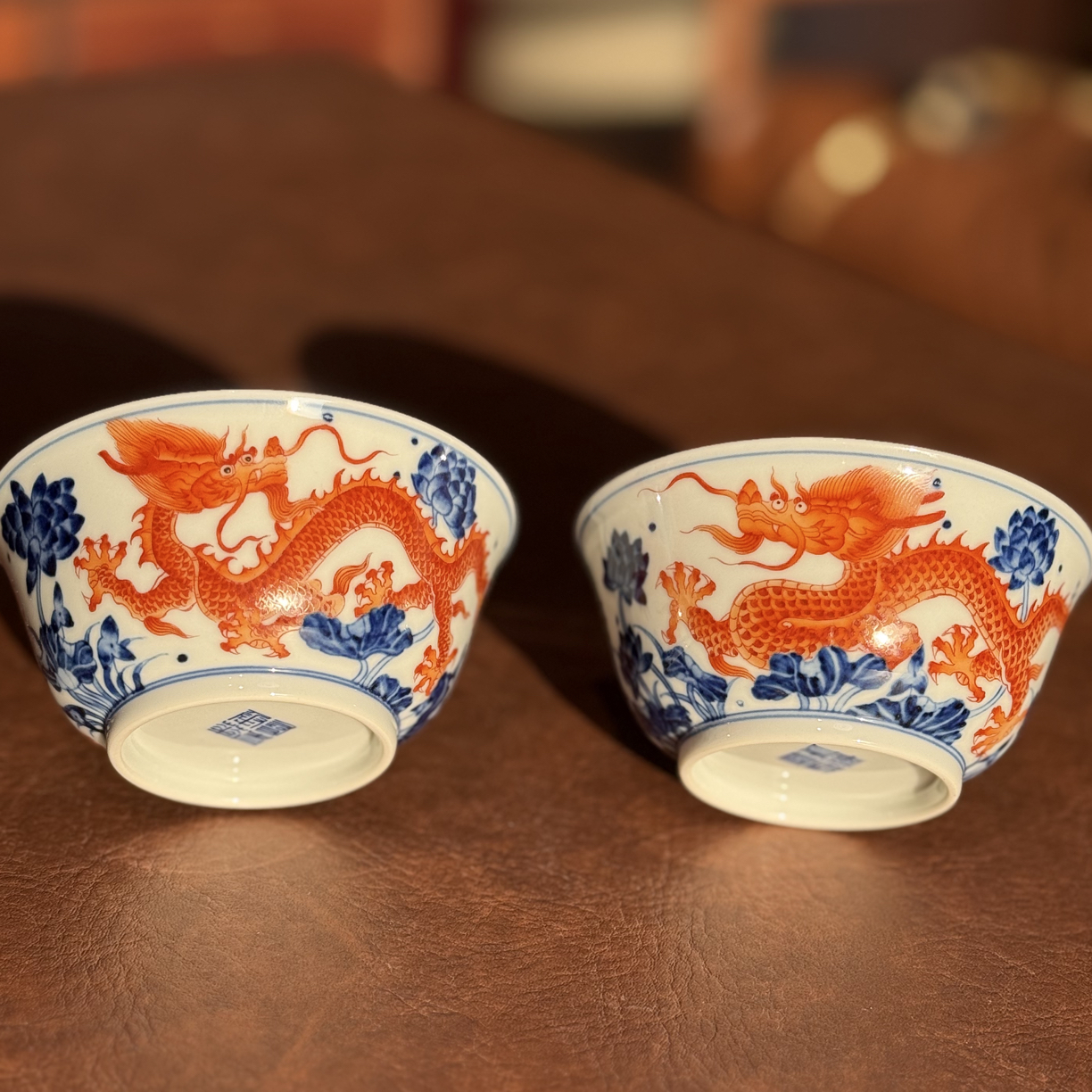 仿明矾红双龙莲花主人杯 使用容量100cc左右 手工有差异