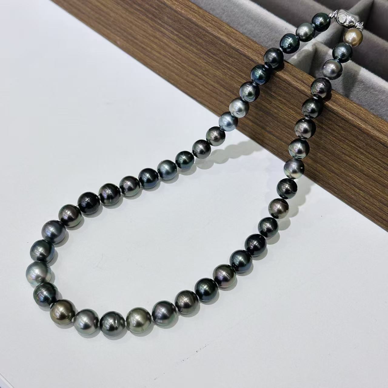 娜点珠宝 【花园配色】8-11mm大溪地莫兰迪S925银 大溪地珍珠项链