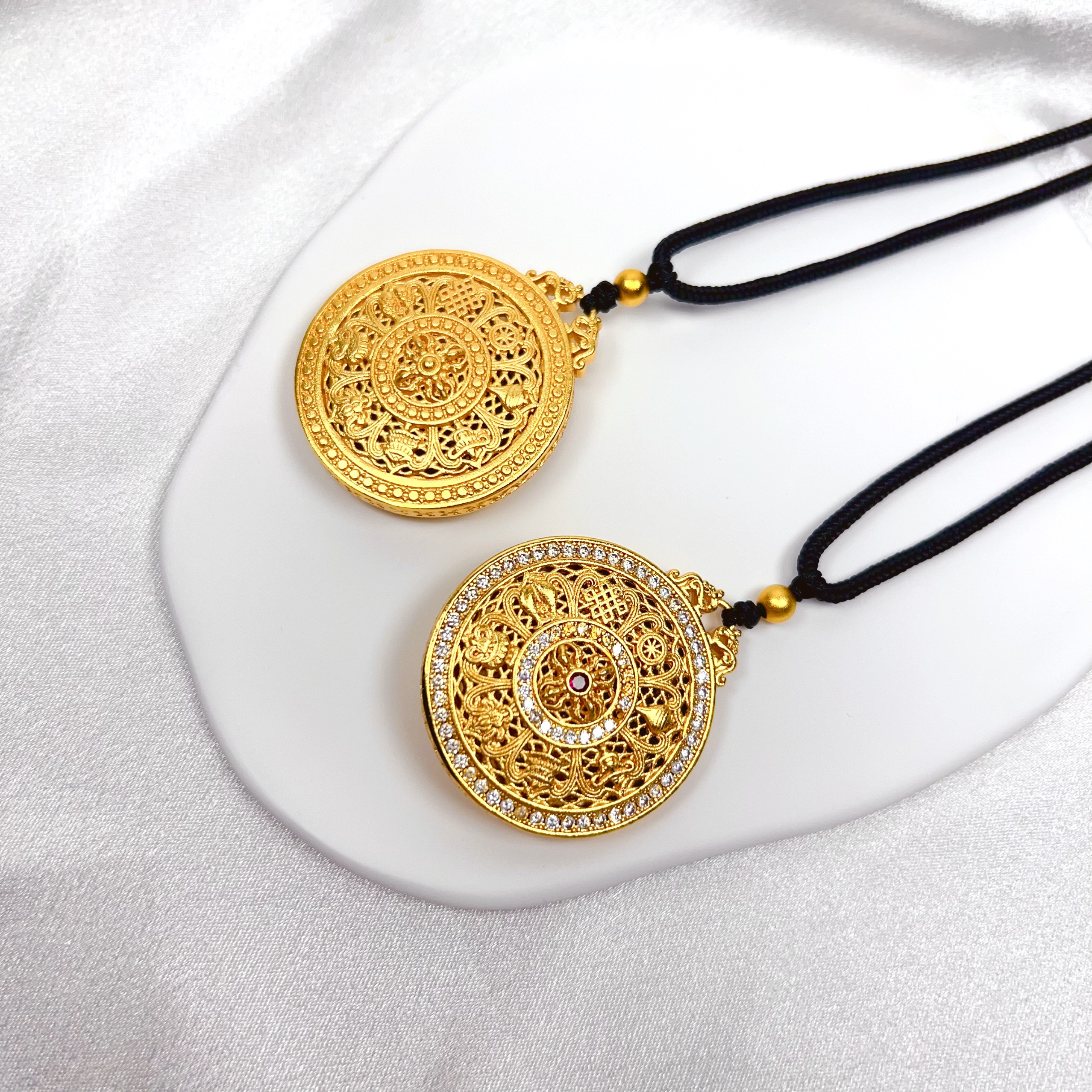 合金吊坠 双面古法立体镂空八宝罗盘时尚吊坠情侣款