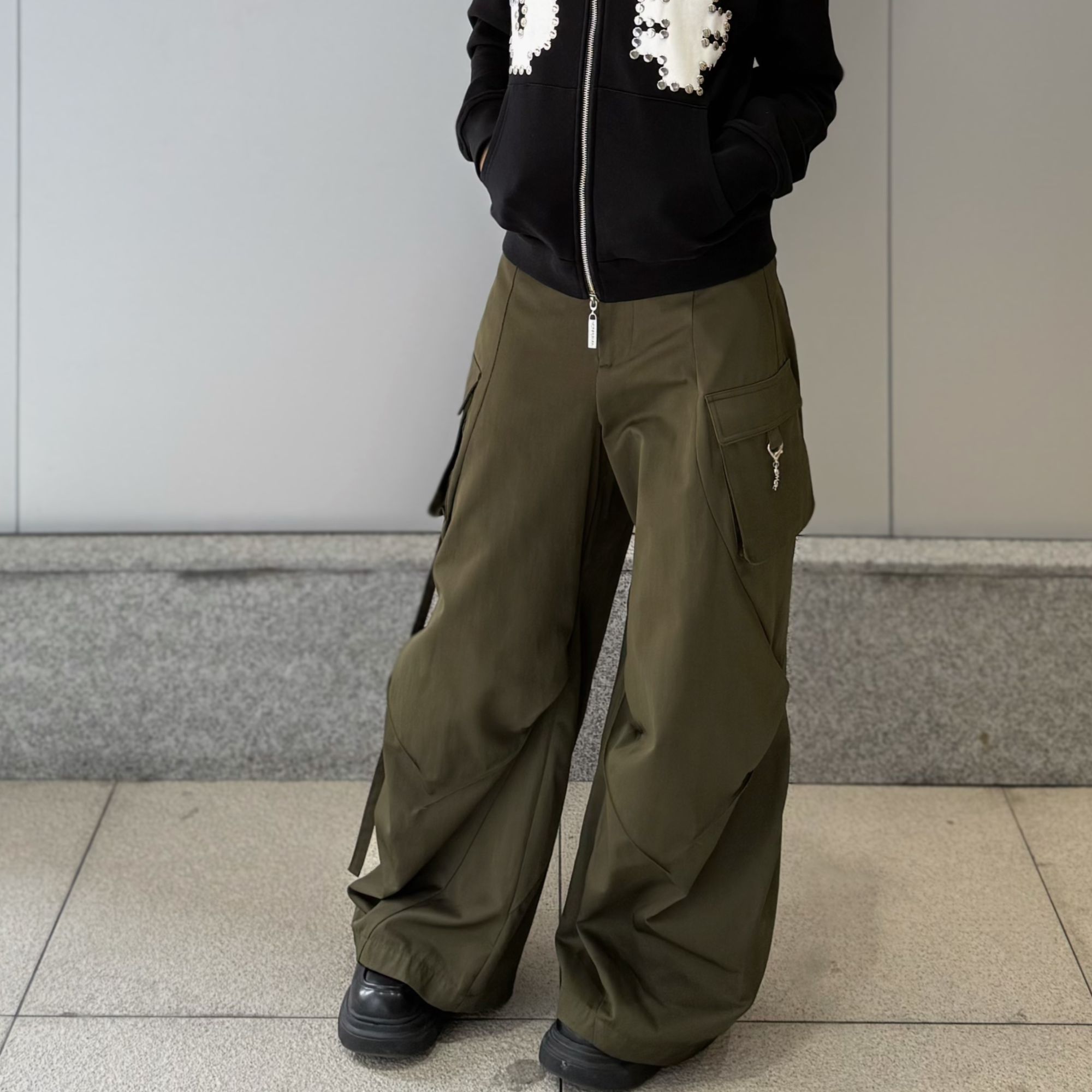 NONHUMAN口袋吊饰工装裤阔腿休闲百搭