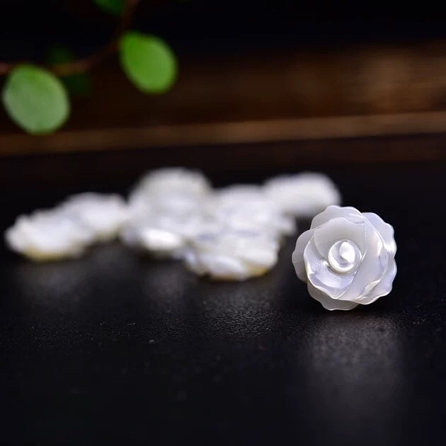 白贝雕花手工玫瑰花通孔手链项链小众闺蜜礼物简约百搭时尚
