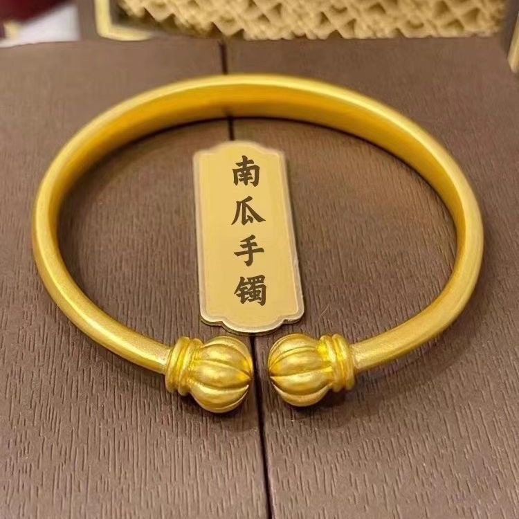 合金手镯 南瓜对珠开口手镯 手环国潮同款南瓜精美时尚手饰品