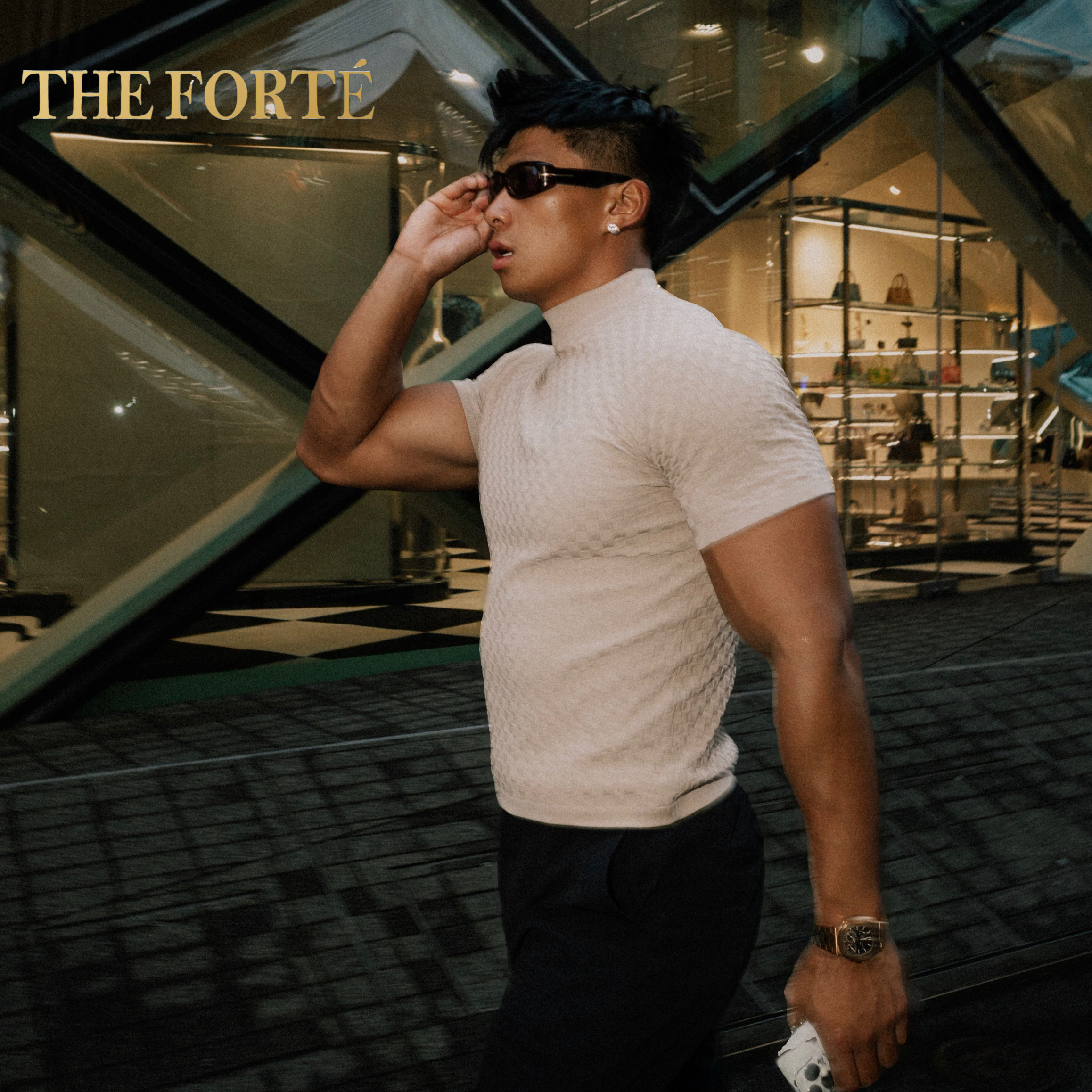 THE FORTÉ 针织格子短袖