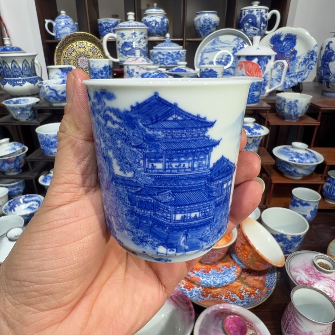 岳阳楼青花山水主人杯