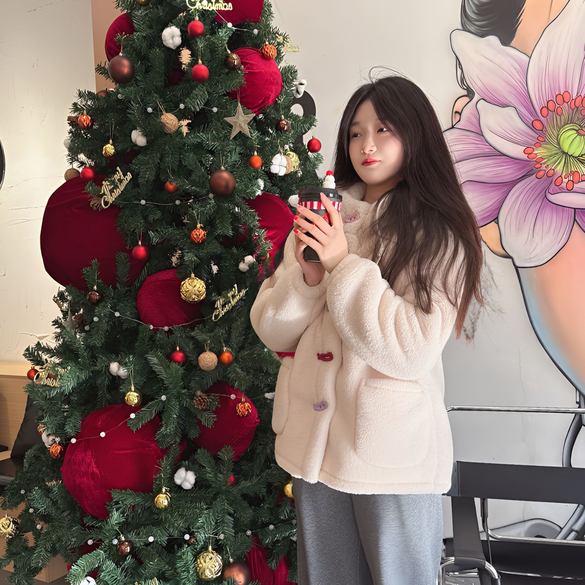 家居服女秋冬季天三层夹绒加厚棉袄保暖棉衣宽松百搭连帽外套