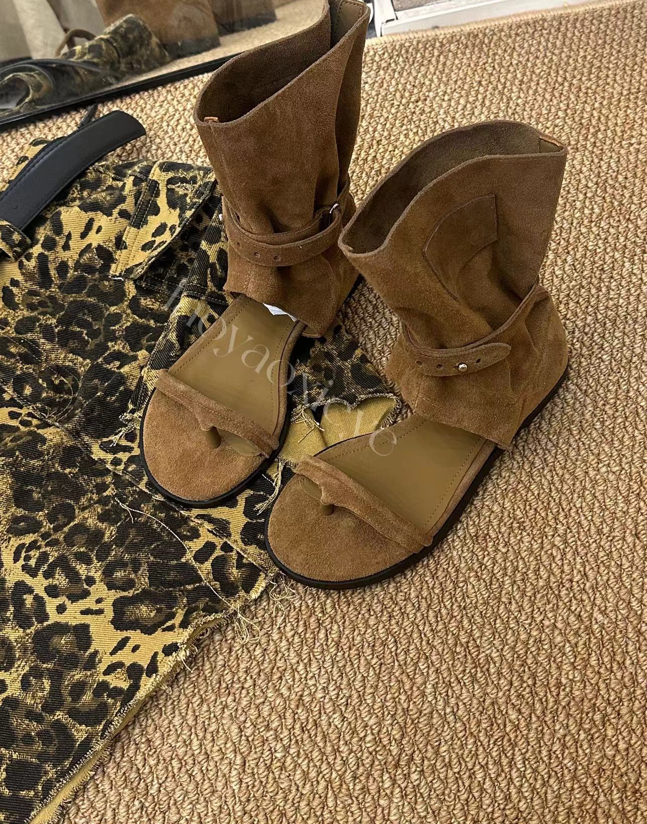 时髦夹脚凉鞋 百搭简单舒适 小众设计夏季复古平底