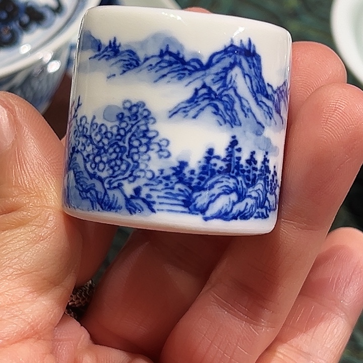 怡琅柴窑手工手绘扳指盖置