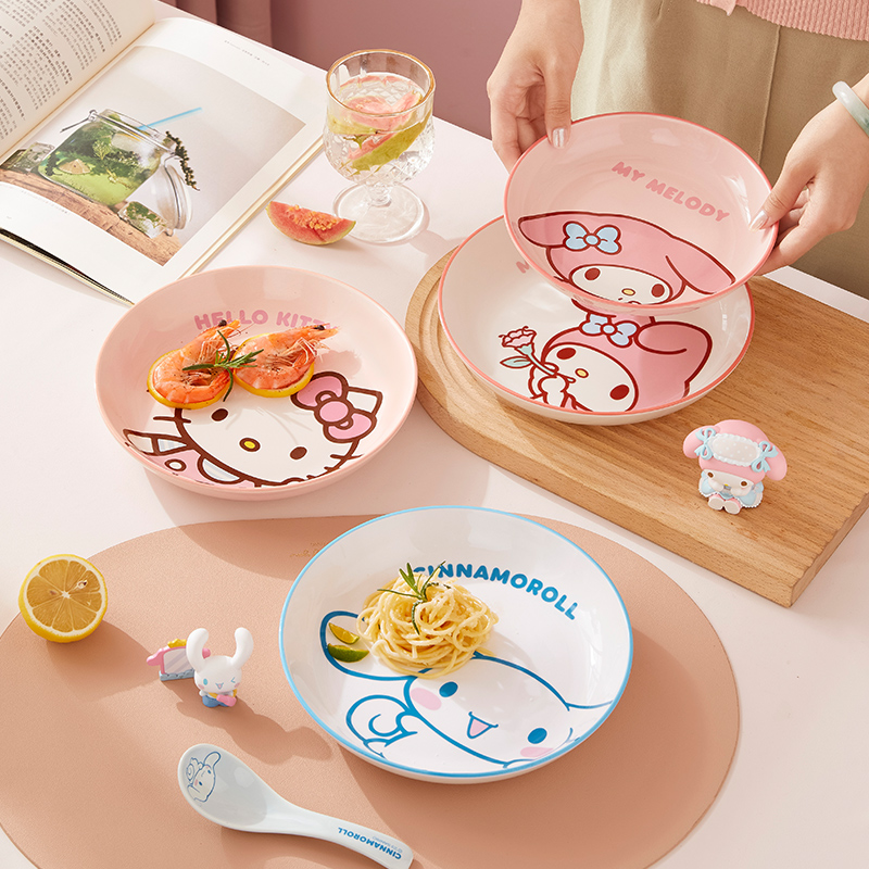 三丽鸥【陶瓷圆盘】家用2025新款菜盘碟子陶瓷水果盘餐具卡通餐盘