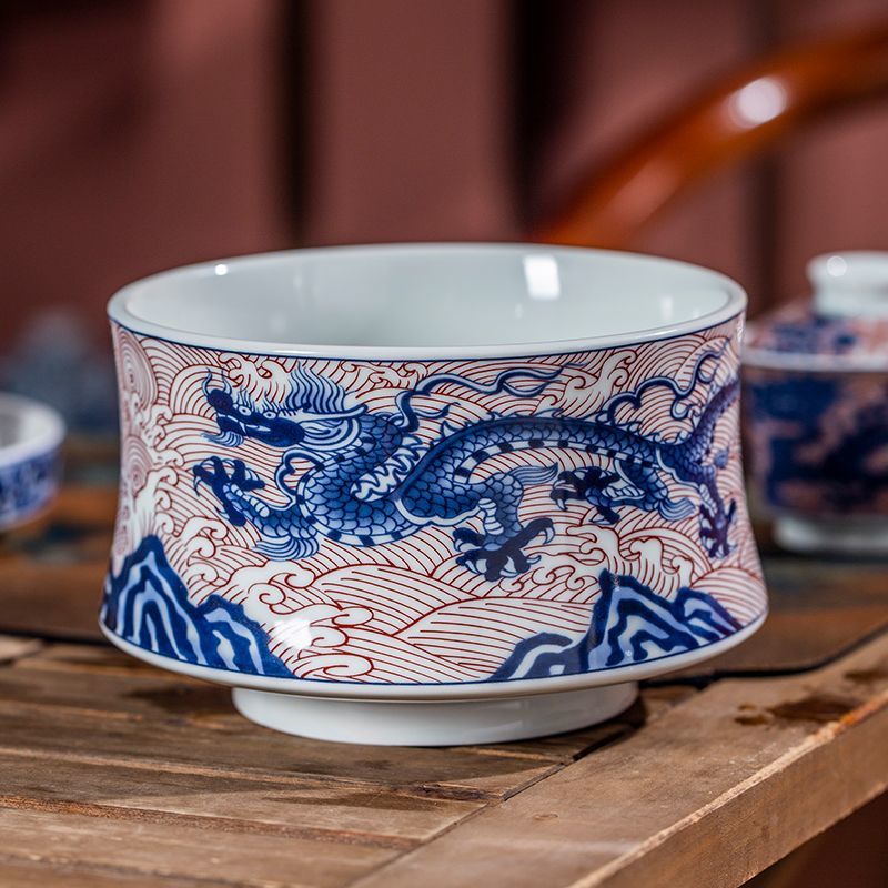 【景德镇】青花釉里红海水龙全品 水洗 茶海 龙纹 青花 高温瓷