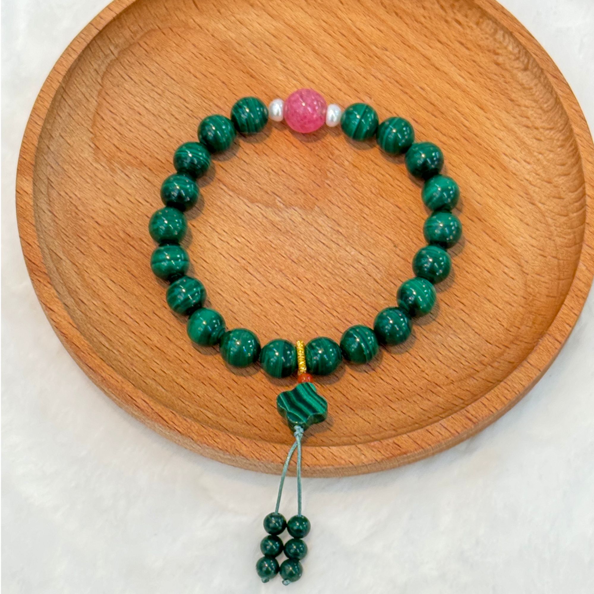 孔雀石带吊坠个性手串