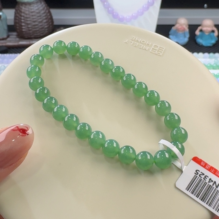 翡翠手链未镶嵌橄榄绿单圈6.6mm