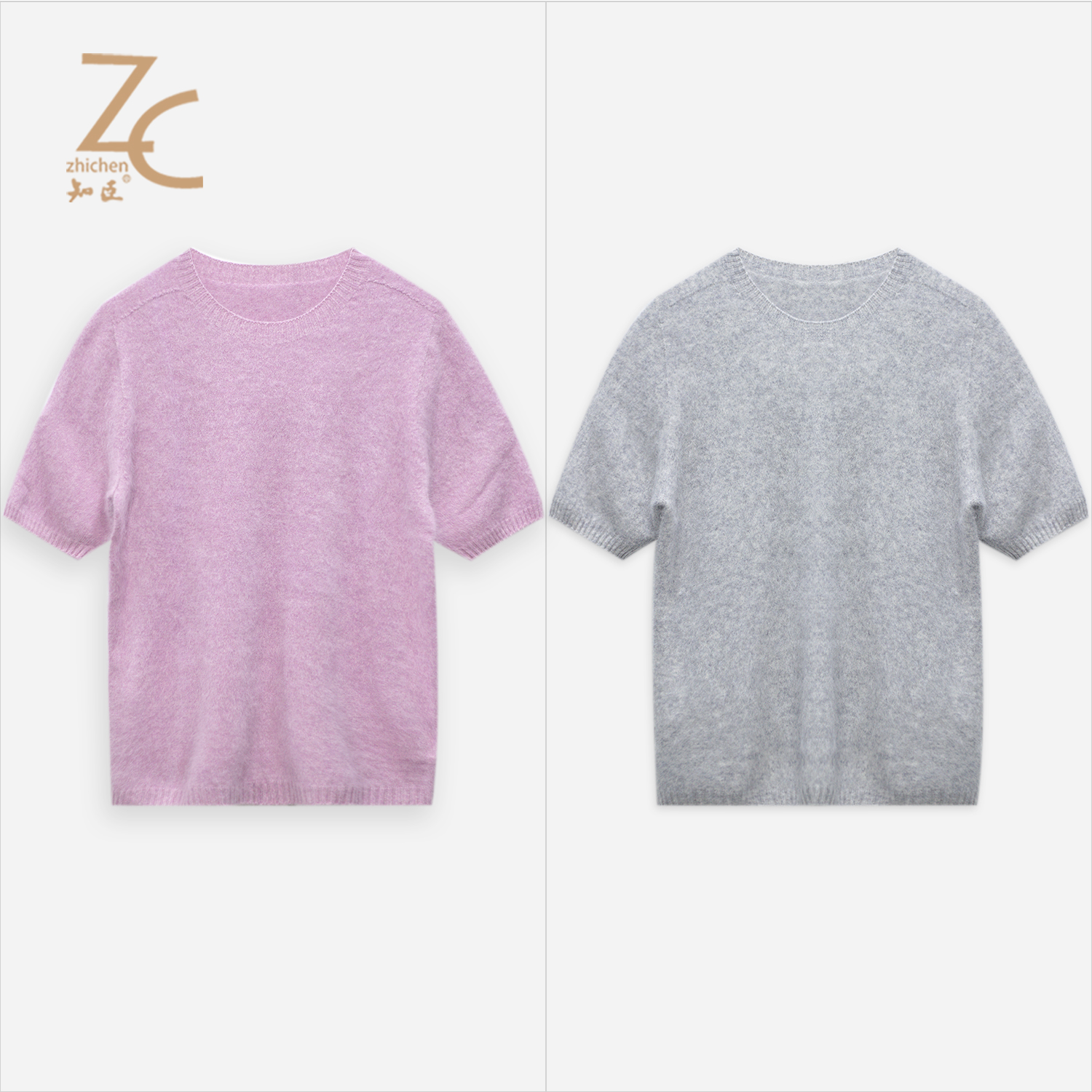 知臣初冬新品 重磅多色拉毛短袖针织衫亲肤上衣女 T25654004