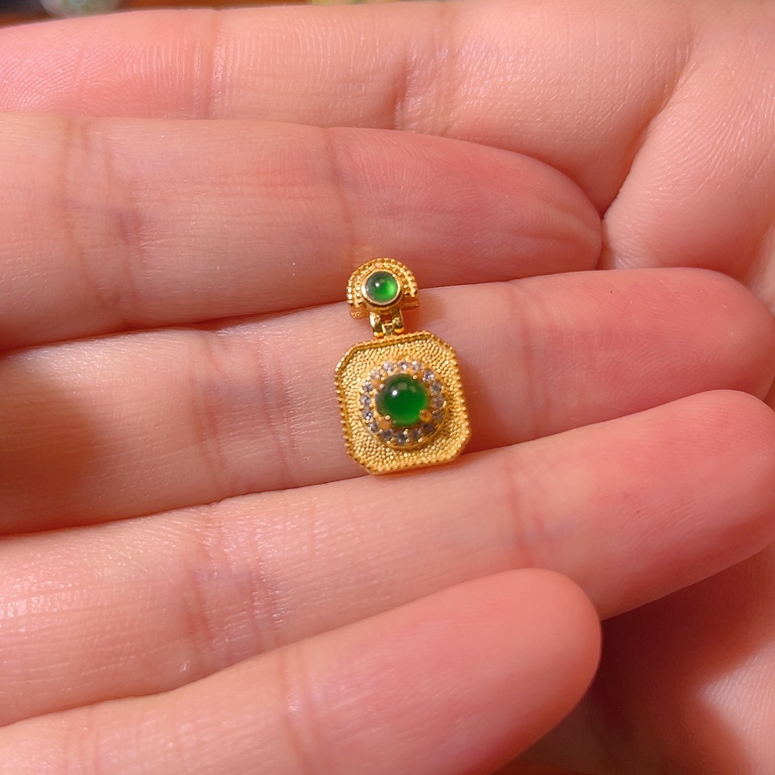 翡翠银S925镶嵌吊坠(不含链)