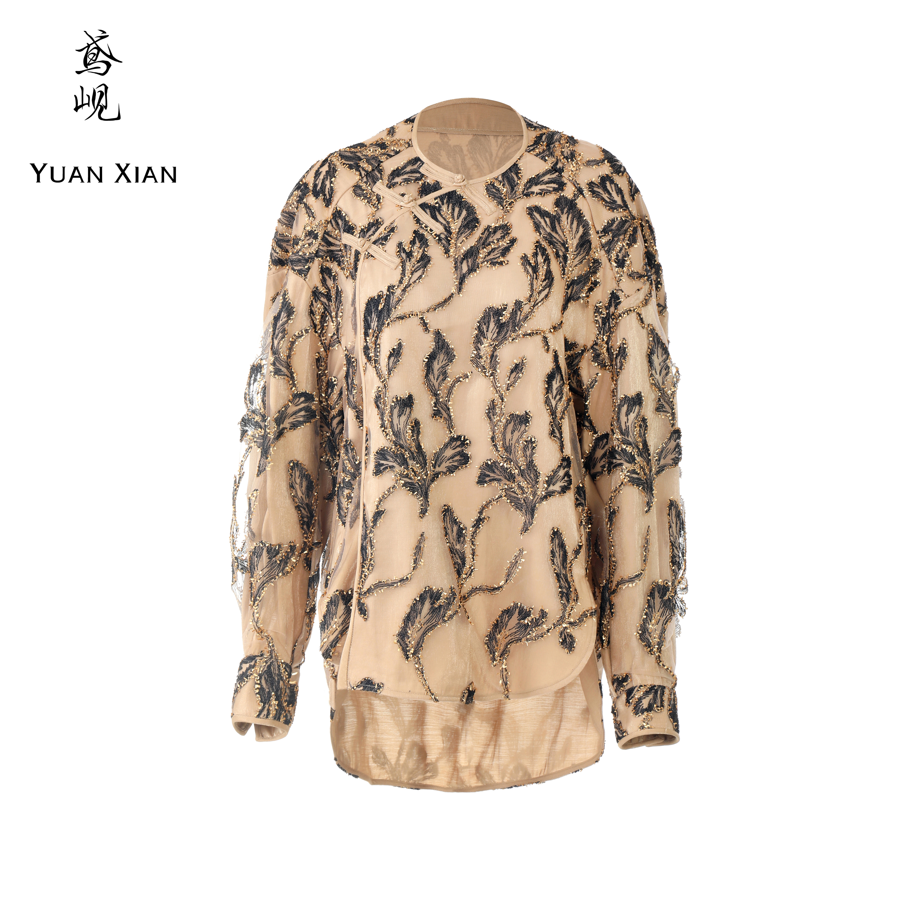 【鸢岘】金枝鸢尾-鸢尾花刺绣中式上衣 YX0420246