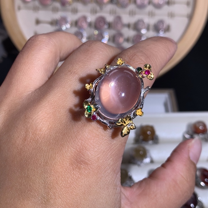 【闪购商品】水晶戒指银S925镶嵌尘****茹戒指