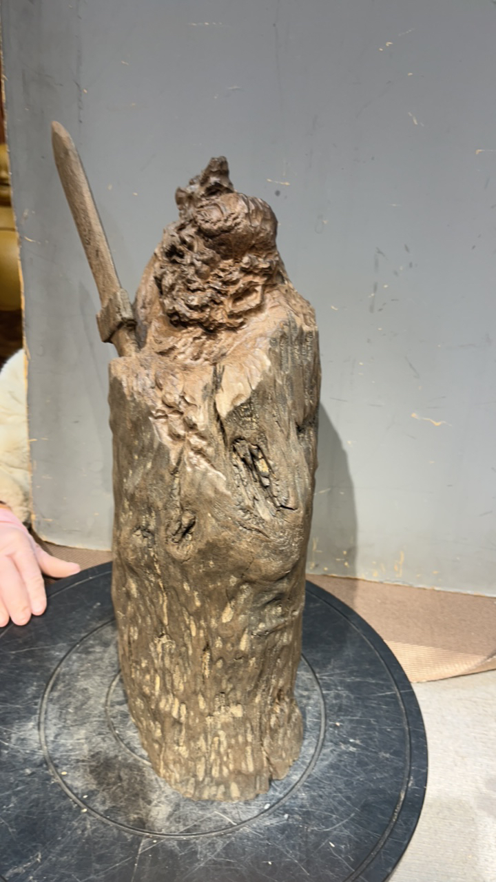 阴沉红椿木钟馗根雕摆件