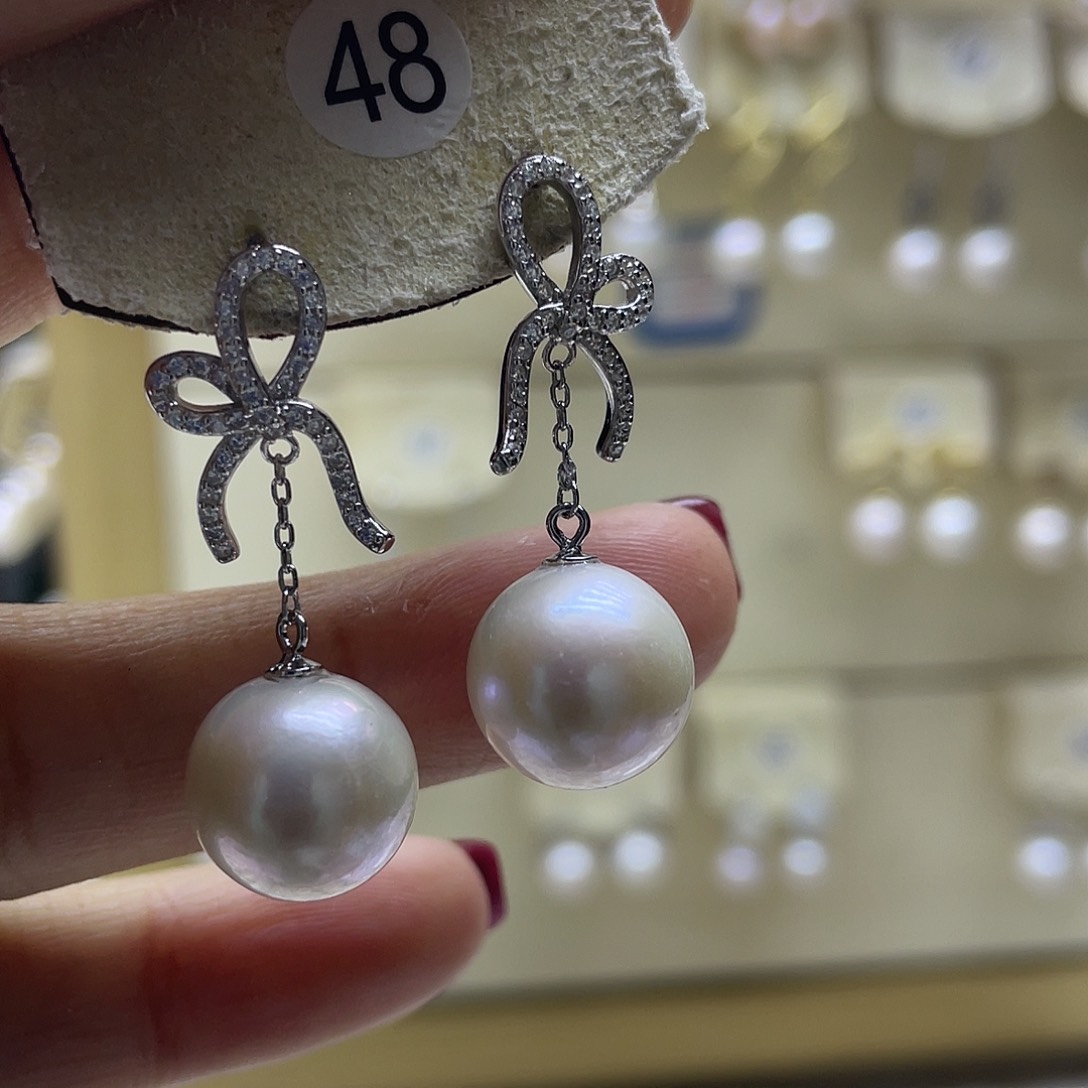 淡水珍珠耳饰银S925镶嵌