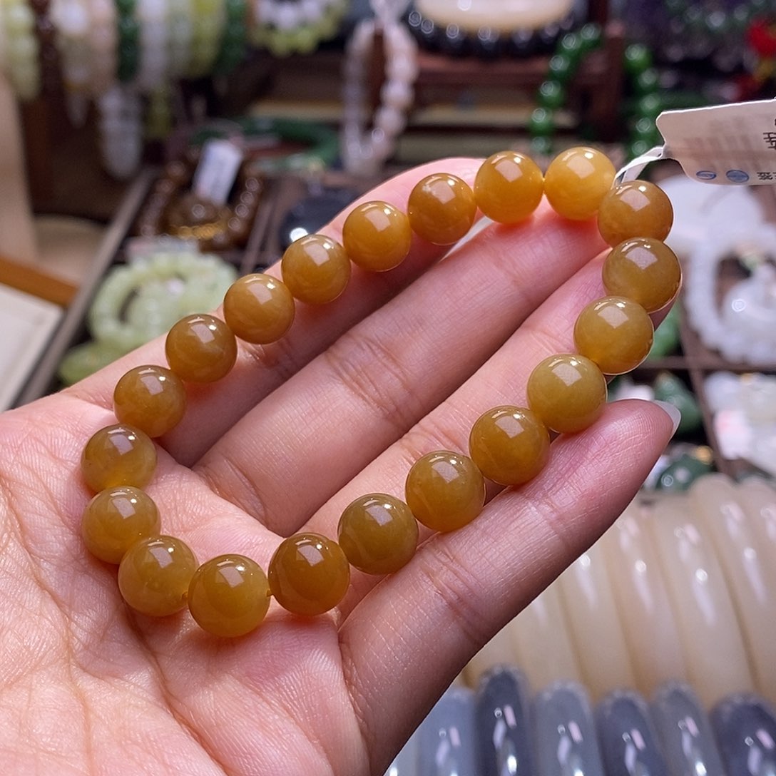 和田玉未镶嵌颈饰新疆且末糖手链10m