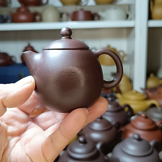 茶壶紫砂原矿紫泥龙蛋内推150cc半手工