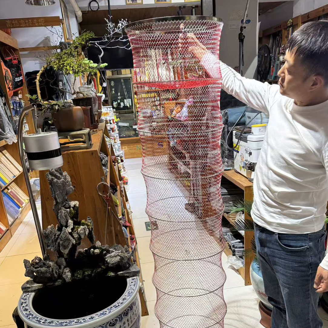 40直径1.79米高16编原色原丝pe线304不锈钢圈口纯手工编织鱼护