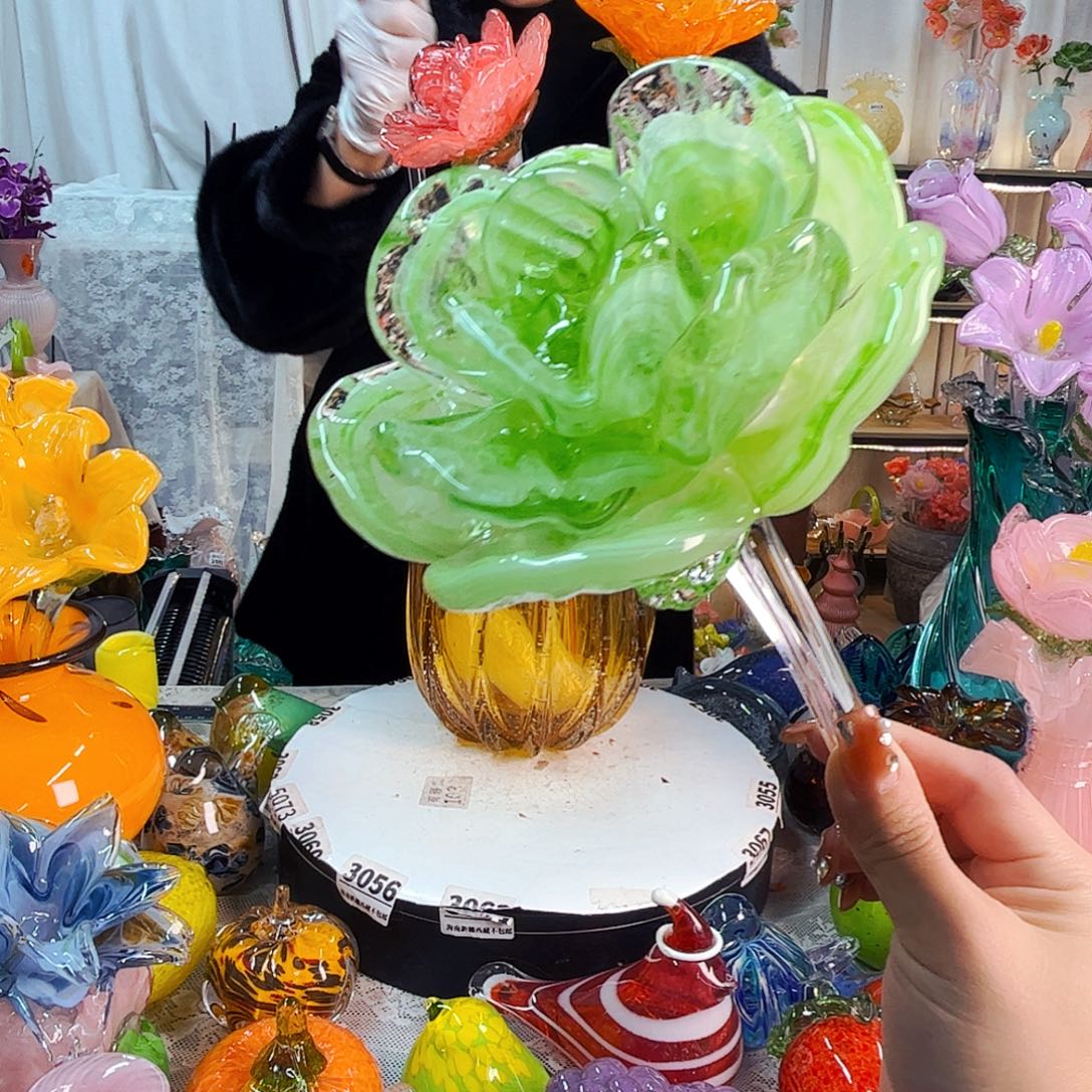 牡丹家悦美居琉璃摆件瑕疵