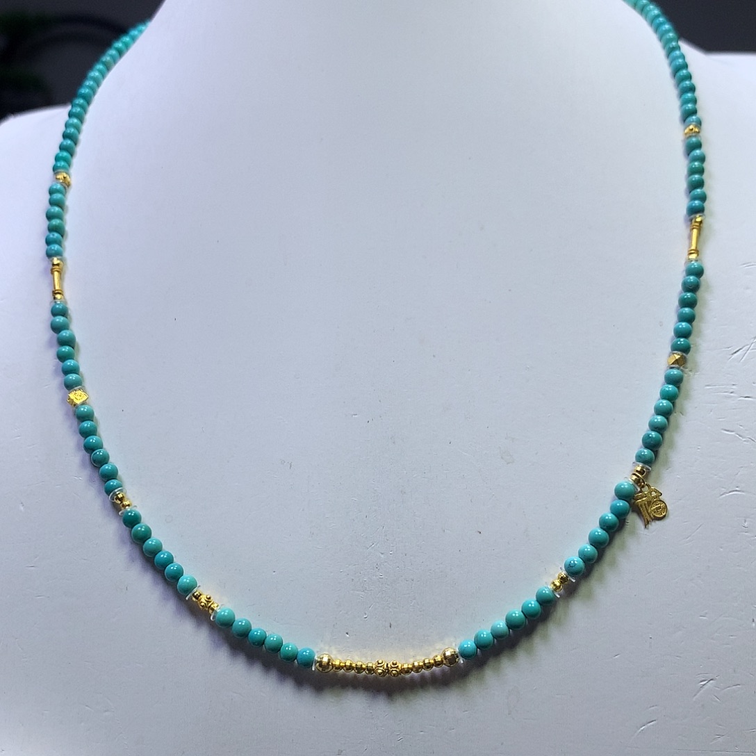绿松石18K金镶嵌项链