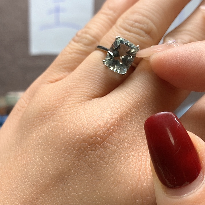 水晶水晶戒指银S925镶嵌