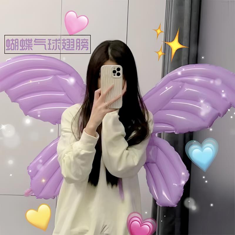 天使蝴蝶翅膀气球儿童男女宝宝生日装饰派对拍照道具